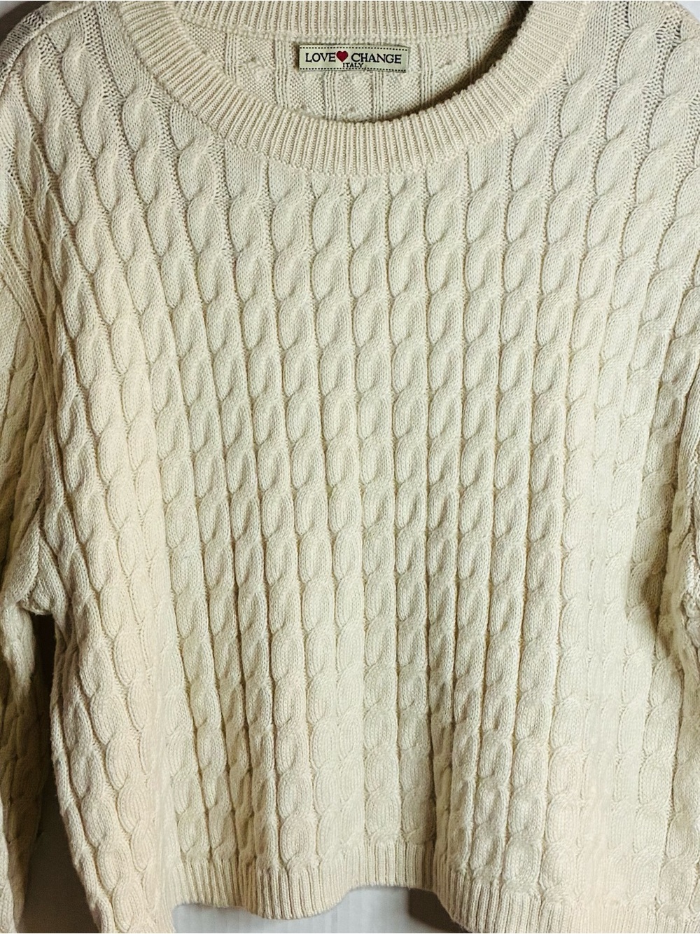Love + Change Cream Cable Crewneck Sweater - Women's
